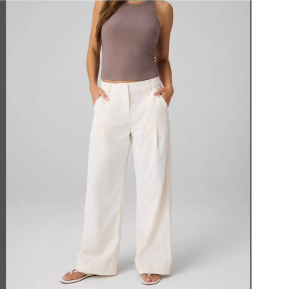 Fabletics L-Reg‎ Everyday Wide Leg Trousers Bone NWOT